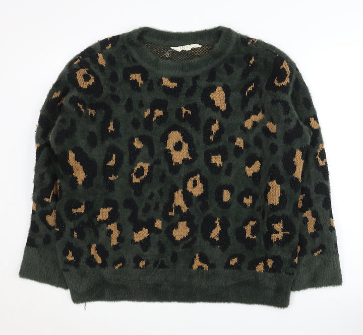 Savannah Miller Women's Green Animal Print Pullover Jumper