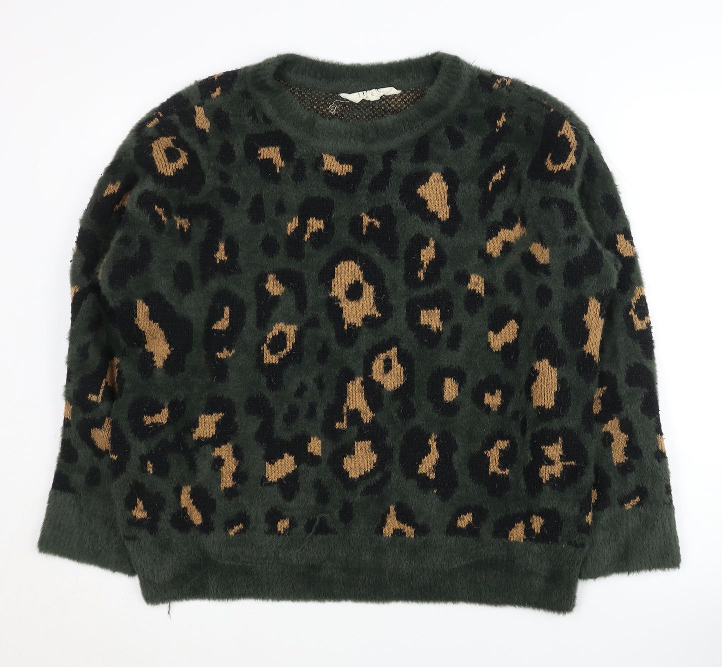 Savannah Miller Women's Green Animal Print Pullover Jumper