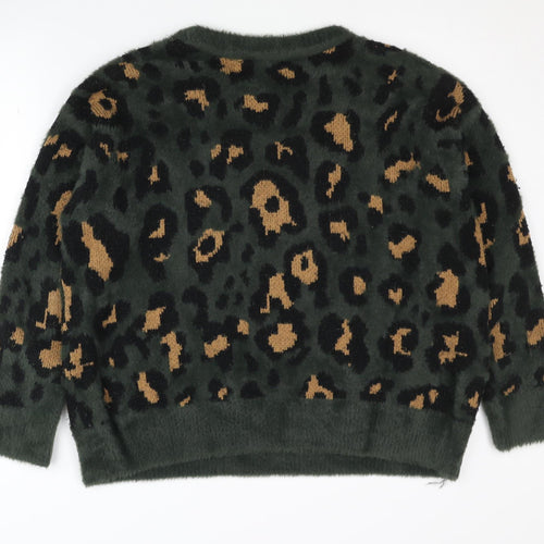 Savannah Miller Women's Green Animal Print Pullover Jumper