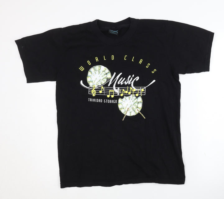 York Men's Black Music Graphic T-Shirt - Size S