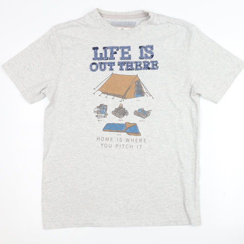 Fat Face Men's Grey Graphic Outdoor T-Shirt Size S