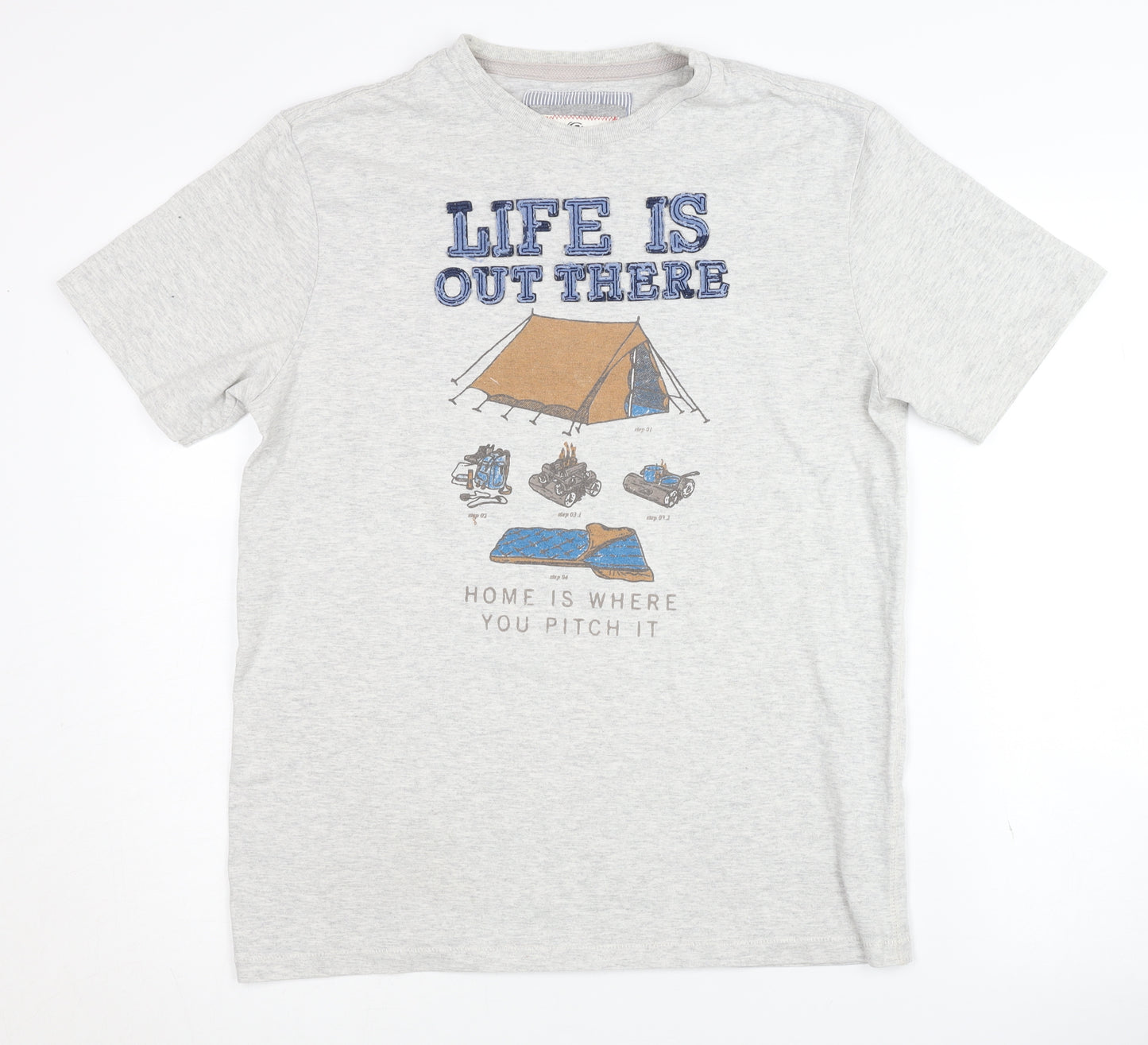 Fat Face Men's Grey Graphic Outdoor T-Shirt Size S