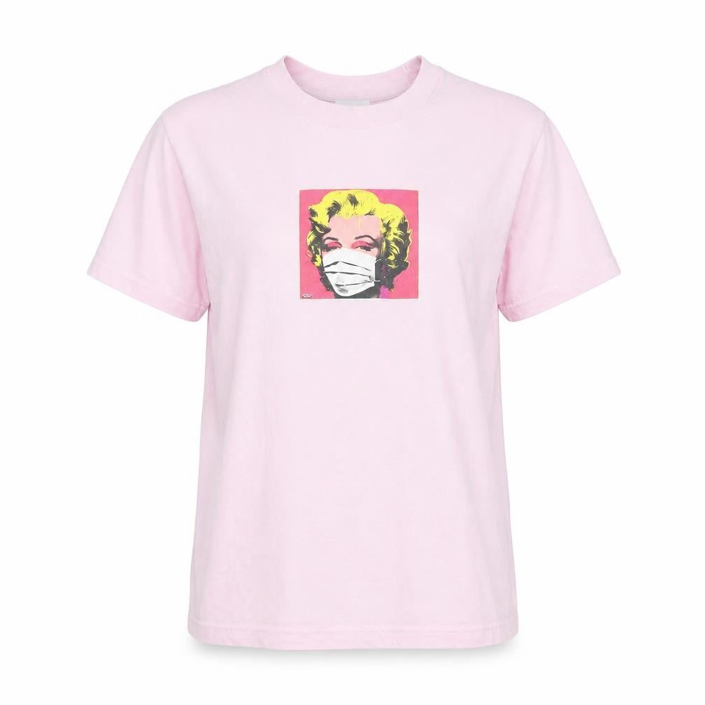 Front view of SCUM unisex pink pop art t-shirt, size S