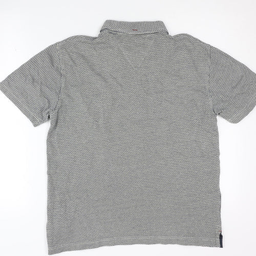 White Stuff Men's Grey Polo Shirt, Size S, Geometric Style