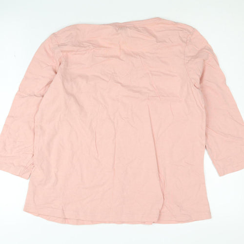 Dorothy Perkins Women's Pink Cotton 3/4 Sleeve T-Shirt, Size 12