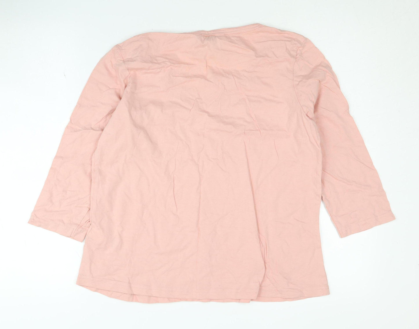Dorothy Perkins Women's Pink Cotton 3/4 Sleeve T-Shirt, Size 12