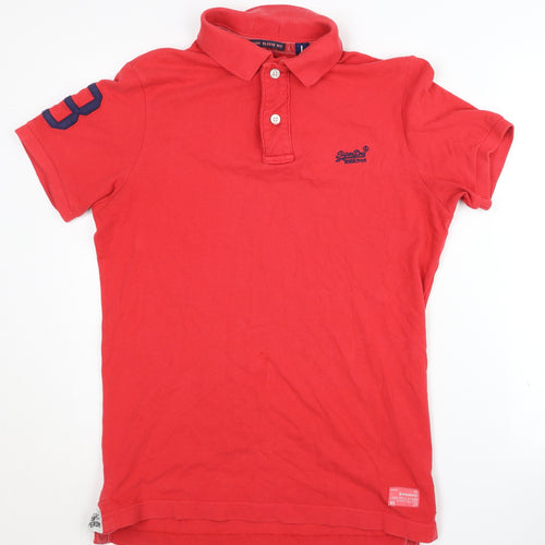 Superdry Men's Red Polo Shirt, Size L, Casual Style