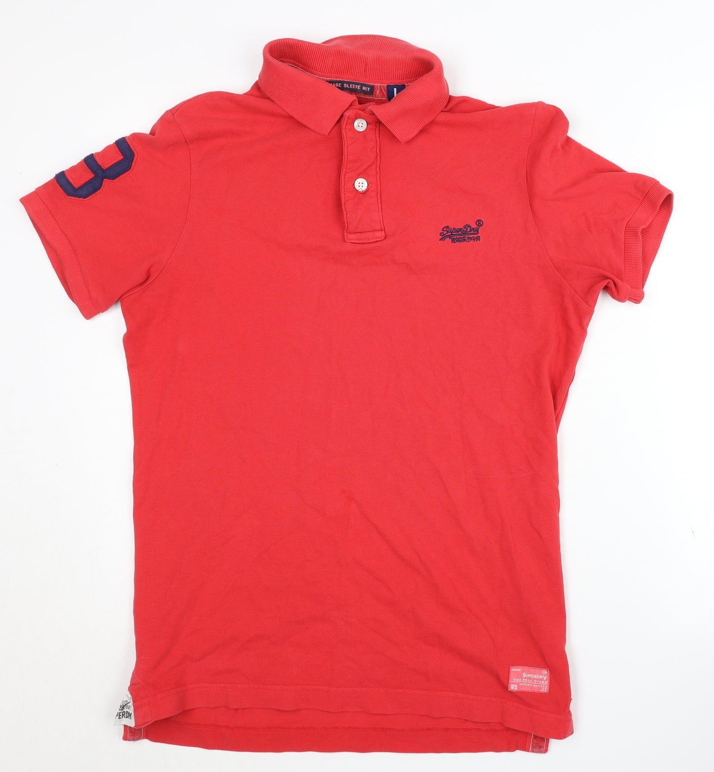Superdry Men's Red Polo Shirt, Size L, Casual Style
