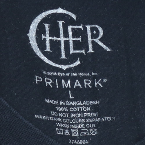 Primark Unisex Black Cher T-Shirt, Size L, Casual Wear