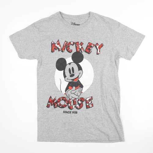 Disney Unisex Adults Grey Mickey Mouse T-Shirt