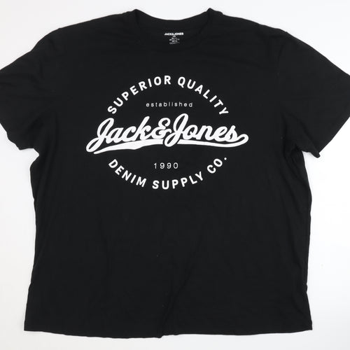 Jack & Jones Men's Black 2XL Graphic Print T-Shirt