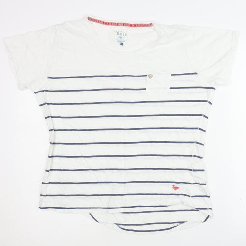 Country Rose Women's White Striped T-Shirt M