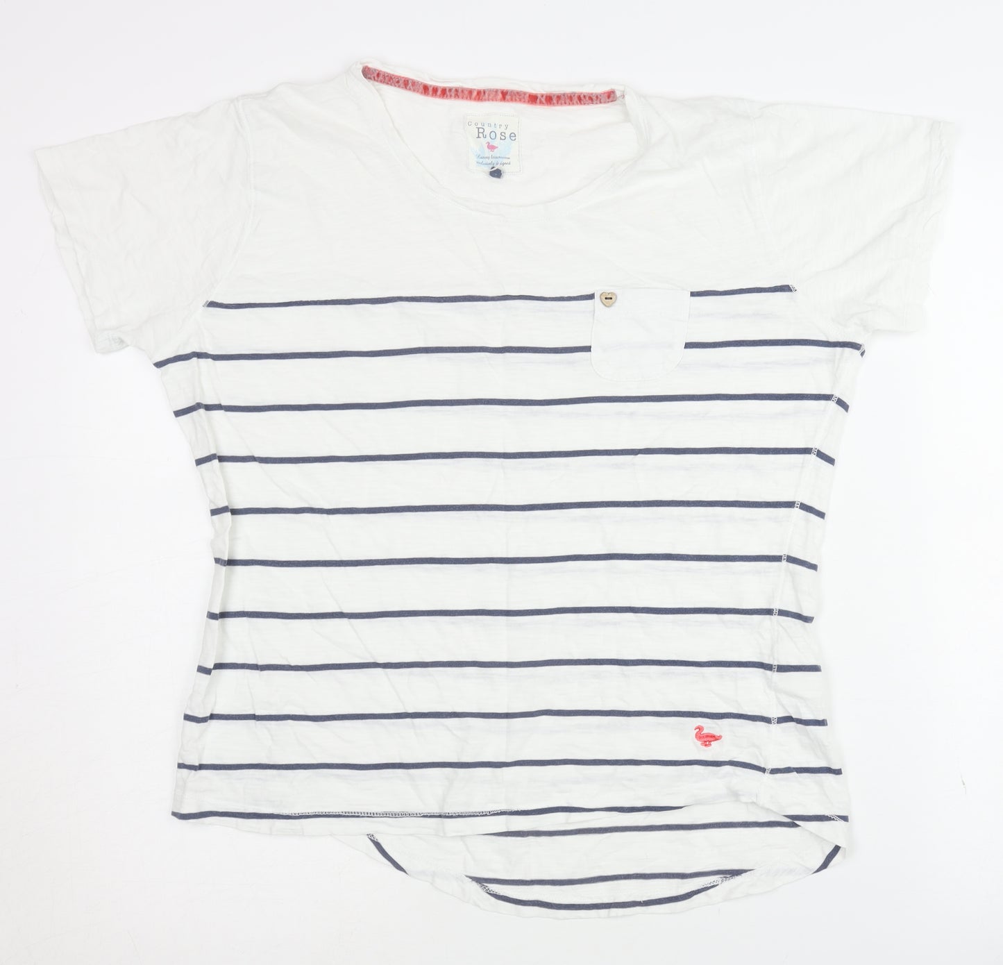 Country Rose Women's White Striped T-Shirt M