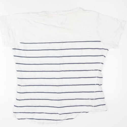 Country Rose Women's White Striped T-Shirt M