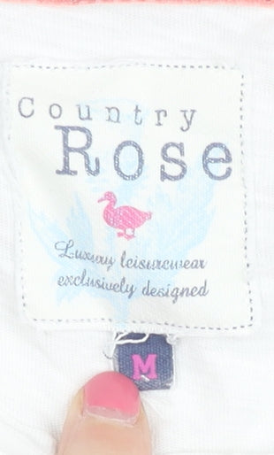 Country Rose Women's White Striped T-Shirt M