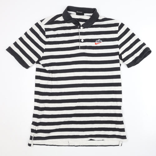 Nike Men's Black Striped Polo M Casual