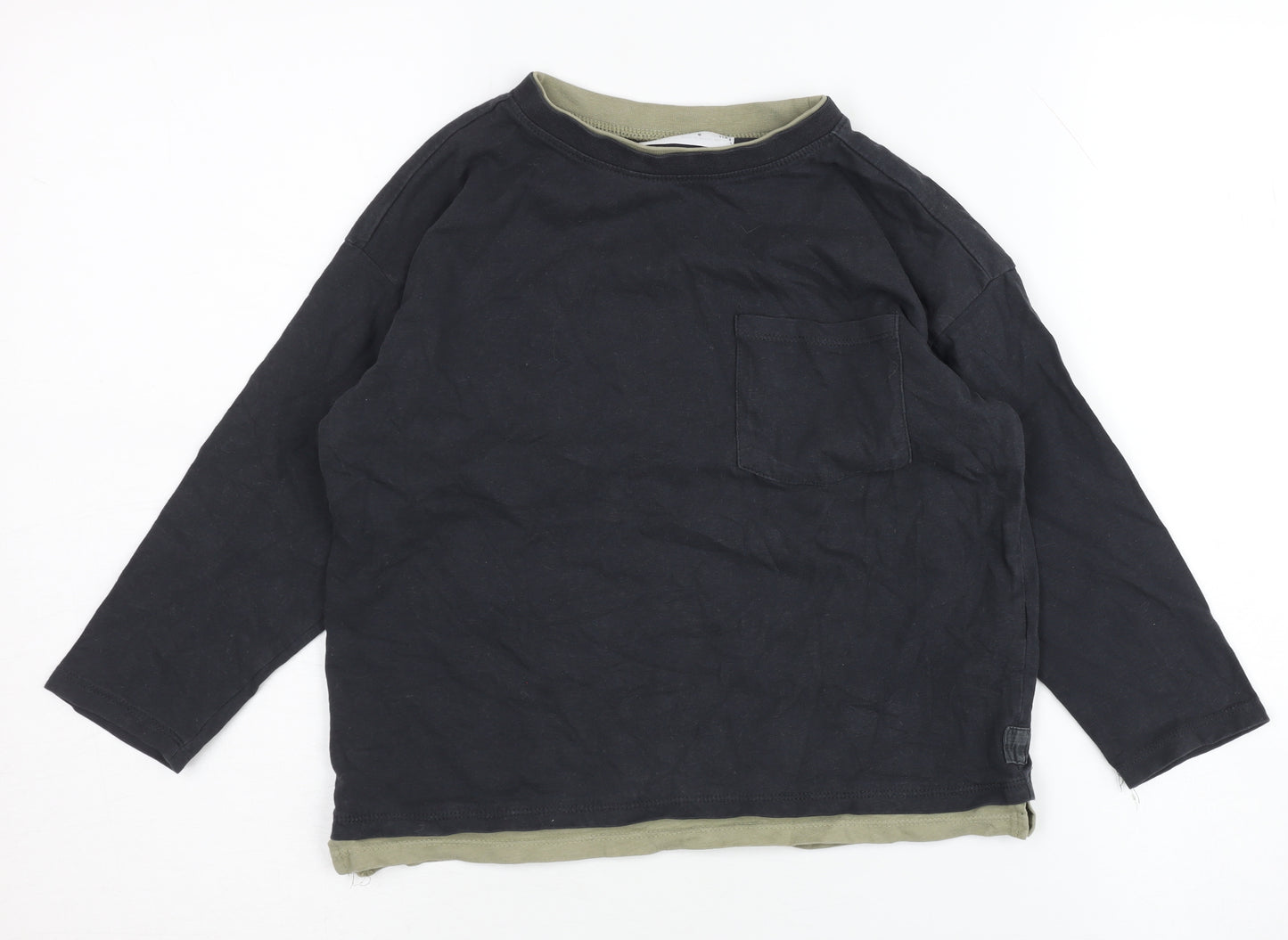 Zara Boys Black Long Sleeve T-Shirt Size 6 Years Pullover