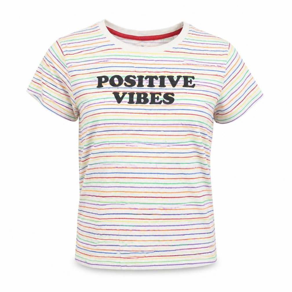 Front view of Threadbare Women's Multicoloured Striped T-Shirt, size 10