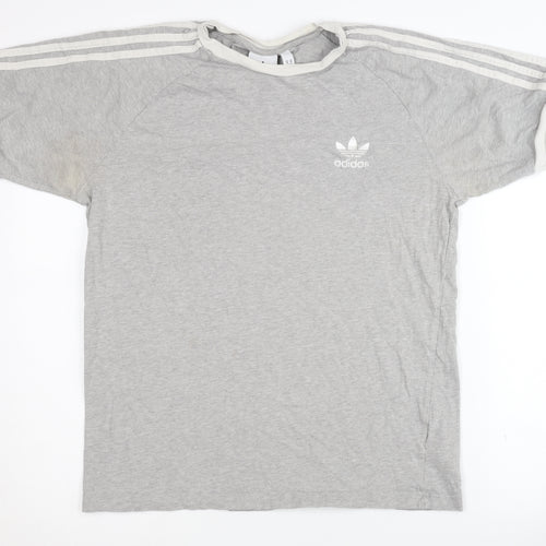 Adidas Men's Grey Crew Neck Logo T-Shirt M