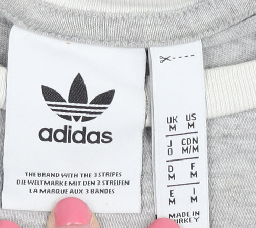 Adidas Men's Grey Crew Neck Logo T-Shirt M