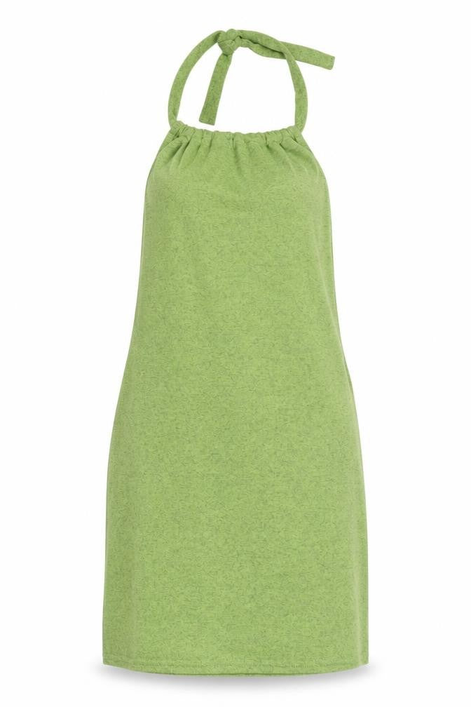 Front view of LilyLulu Women's Green Halter Dress S