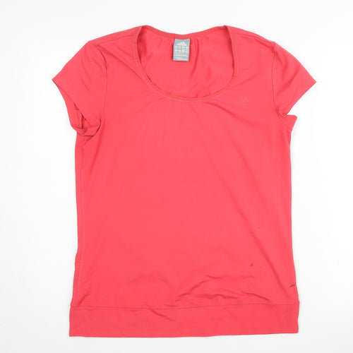 Adidas Women's Red T-Shirt, Size M, Quick Dry Activewear