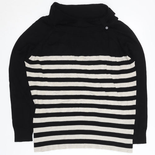 Wallis Women's Black Striped High Neck Jumper Size 18