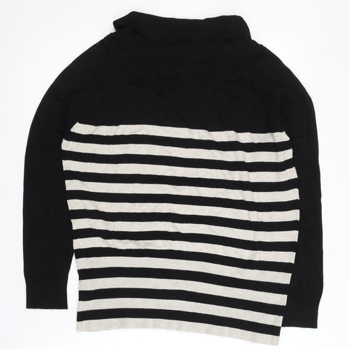 Wallis Women's Black Striped High Neck Jumper Size 18
