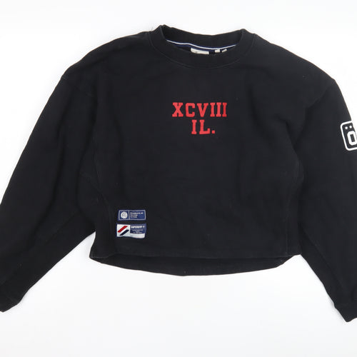 Superdry Women's Black Sweatshirt Size 14 Logo Accents