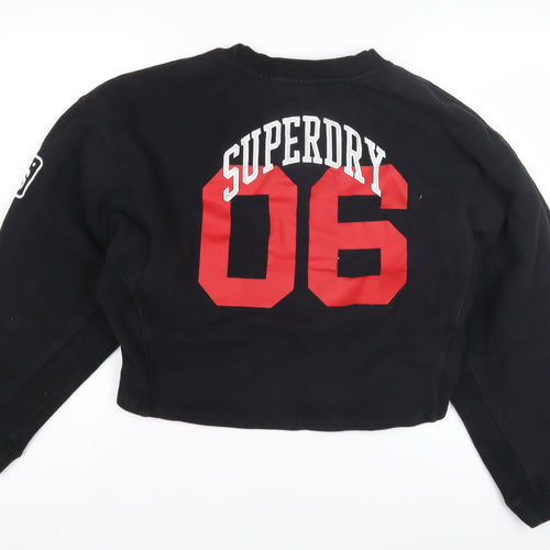Superdry Women's Black Sweatshirt Size 14 Logo Accents