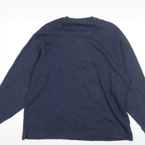 EWM Men's Blue Pullover Sweatshirt Size M, Knit V-Neck