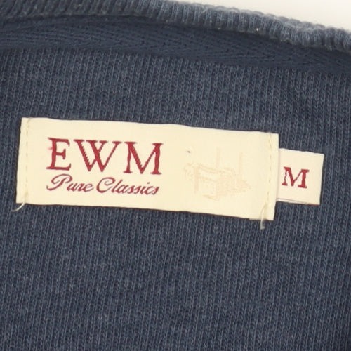 EWM Men's Blue Pullover Sweatshirt Size M, Knit V-Neck