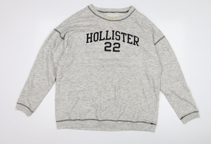 Hollister Men's Grey Pullover Logo Sweatshirt M