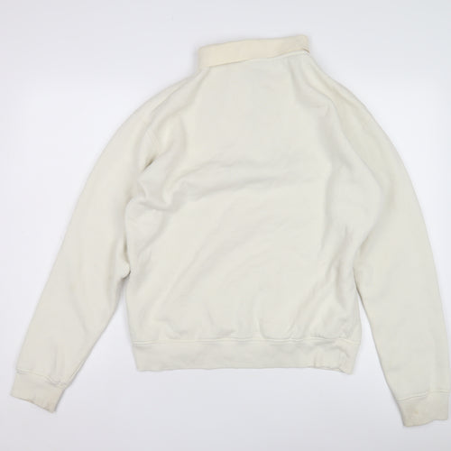 Fila Ivory Collared Sweatshirt, Unisex S, Logo Zip Accents