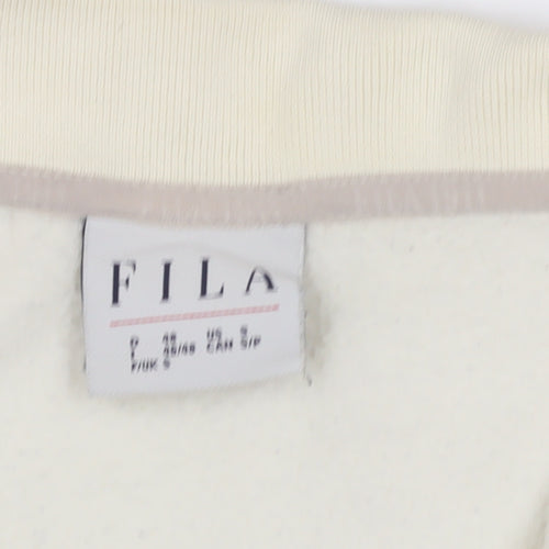 Fila Ivory Collared Sweatshirt, Unisex S, Logo Zip Accents