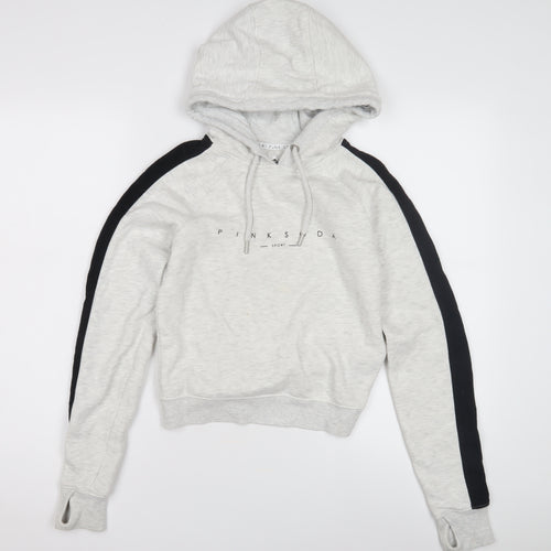 Pink Soda Women's Grey Hoodie UK 6 with Black Accents