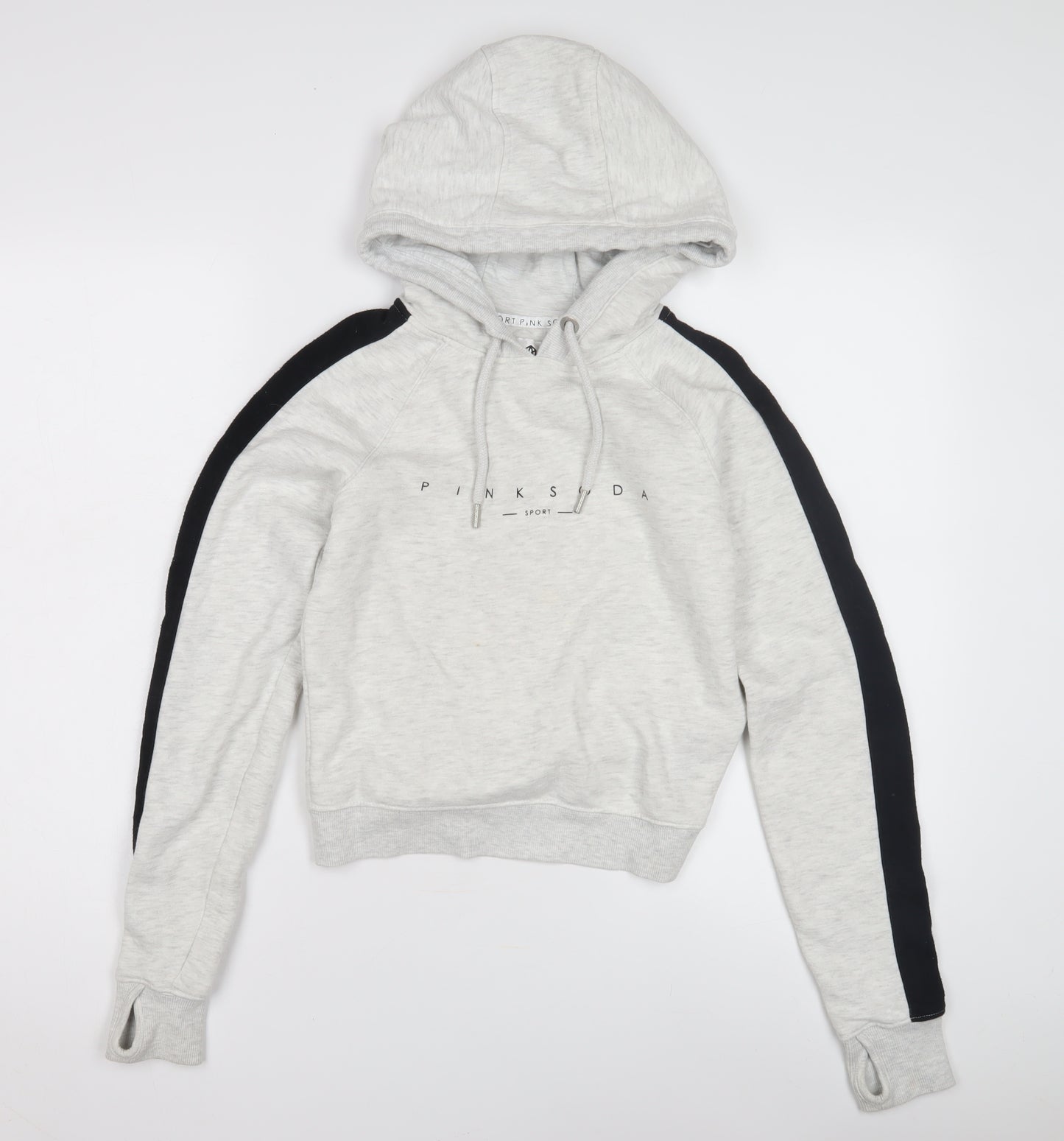 Pink Soda Women's Grey Hoodie UK 6 with Black Accents