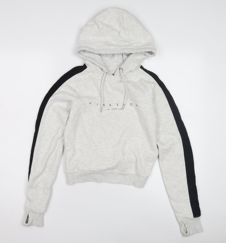 Pink Soda Women's Grey Hoodie UK 6 with Black Accents