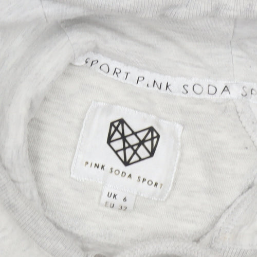 Pink Soda Women's Grey Hoodie UK 6 with Black Accents