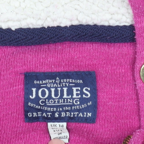 Joules Women's Pink Full Zip Hoodie Size 14