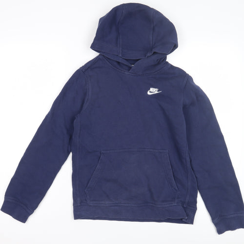 Nike Boys Blue Pullover Hoodie with Logo, Size L