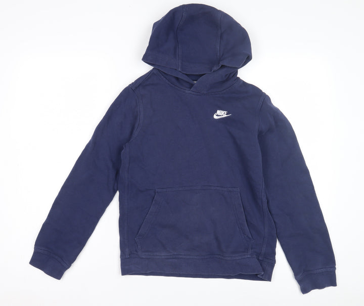 Nike Boys Blue Pullover Hoodie with Logo, Size L