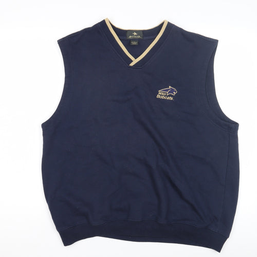 Antigua Men's Blue V-Neck Vest L, Uni Logo