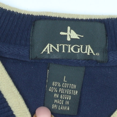 Antigua Men's Blue V-Neck Vest L, Uni Logo