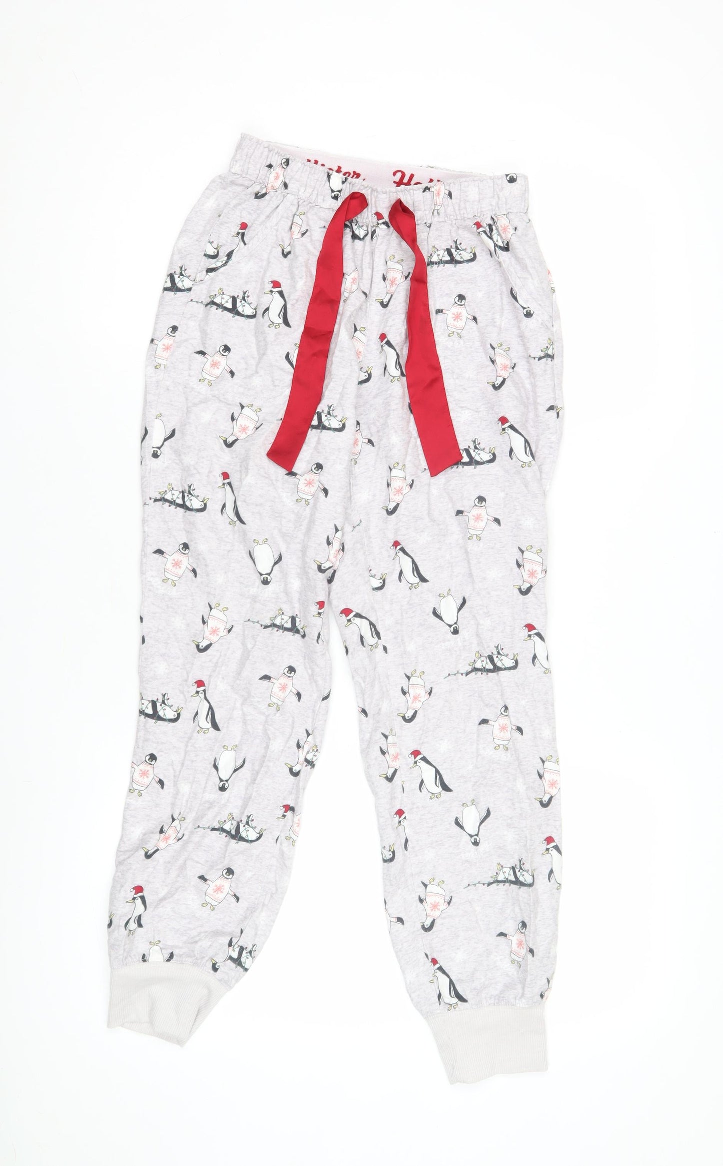Hollister Women's Grey Penguin Pyjama Pants XS Winter