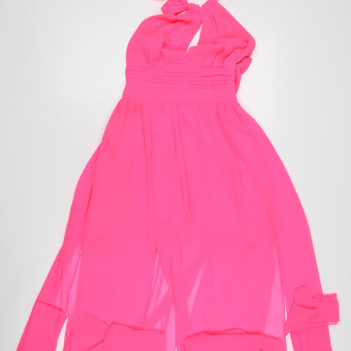 Lipsy Women's Pink Halter Midi Party Dress Size 10