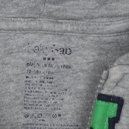 GAP Unisex Baby Grey Hoodie 12-18M Cotton Blend Jacket