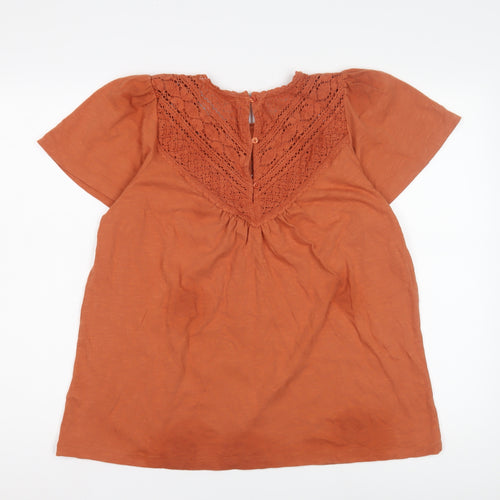 Fat Face Women's Orange Crochet Accent Blouse Size 14