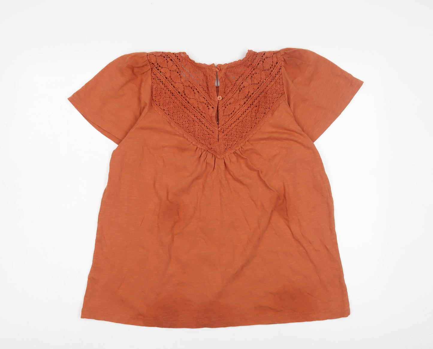 Fat Face Women's Orange Crochet Accent Blouse Size 14