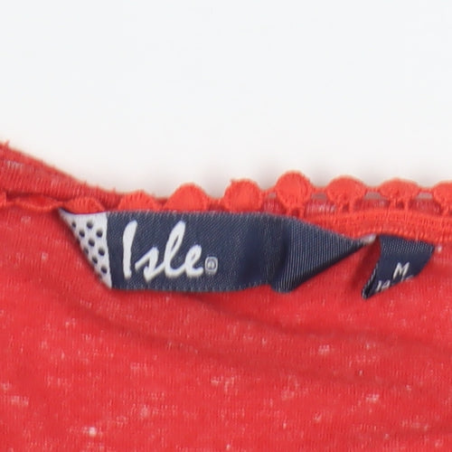 Isle Women's Red Embroidered T-Shirt Size M